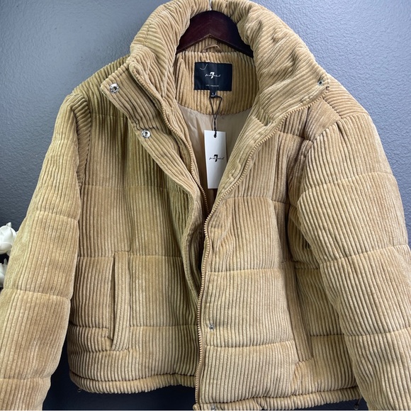 COPY - 7 for all mankind corduroy puffer brown jacket winter brown - Picture 1 of 11